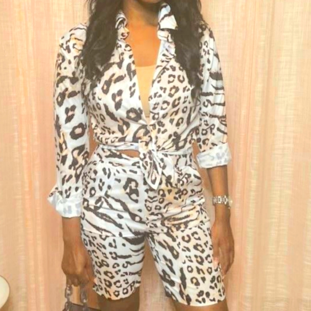 Leopard print short set